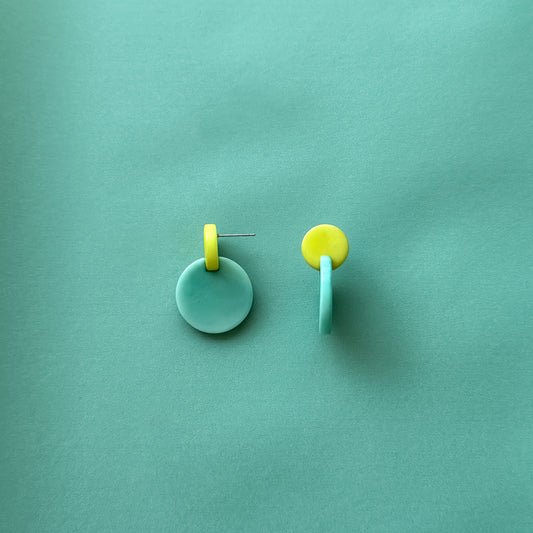 Colourful dangling earrings made with tagua nut beads